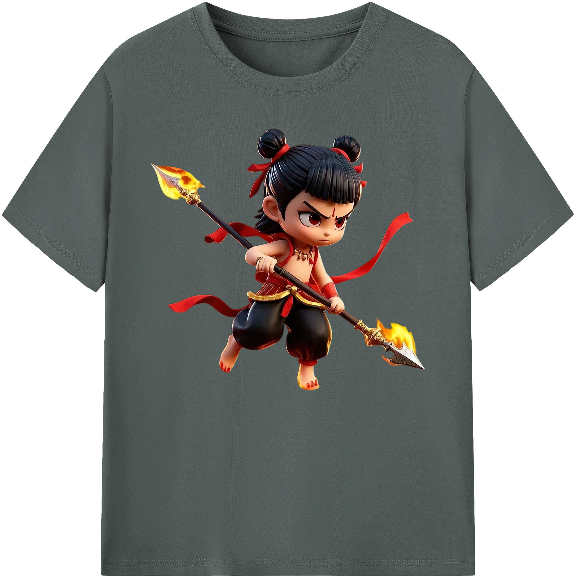 （画像用） Ne Zha 2 ナタ 魔童の大暴れ 綿100％ メンズ半袖Tシャツ｜肌触りやわらか＆通気性